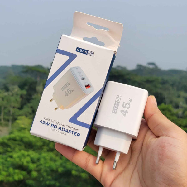 GearUP GP007 45W Fast Charging PD 3.0+ QC 3.0 USB Charger, GearUP GP007, gearup 45w fast charger, gearup mobile charger, fast charger, minhajzone, online shop, pd fast charger,