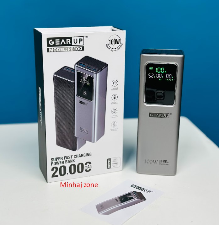 GearUP PB100 100W Super Fast Power Bank 20,000mAh, 100w power bank price in bd, GearUP PB100 100W Super Fast Power Bank – 20,000mAh